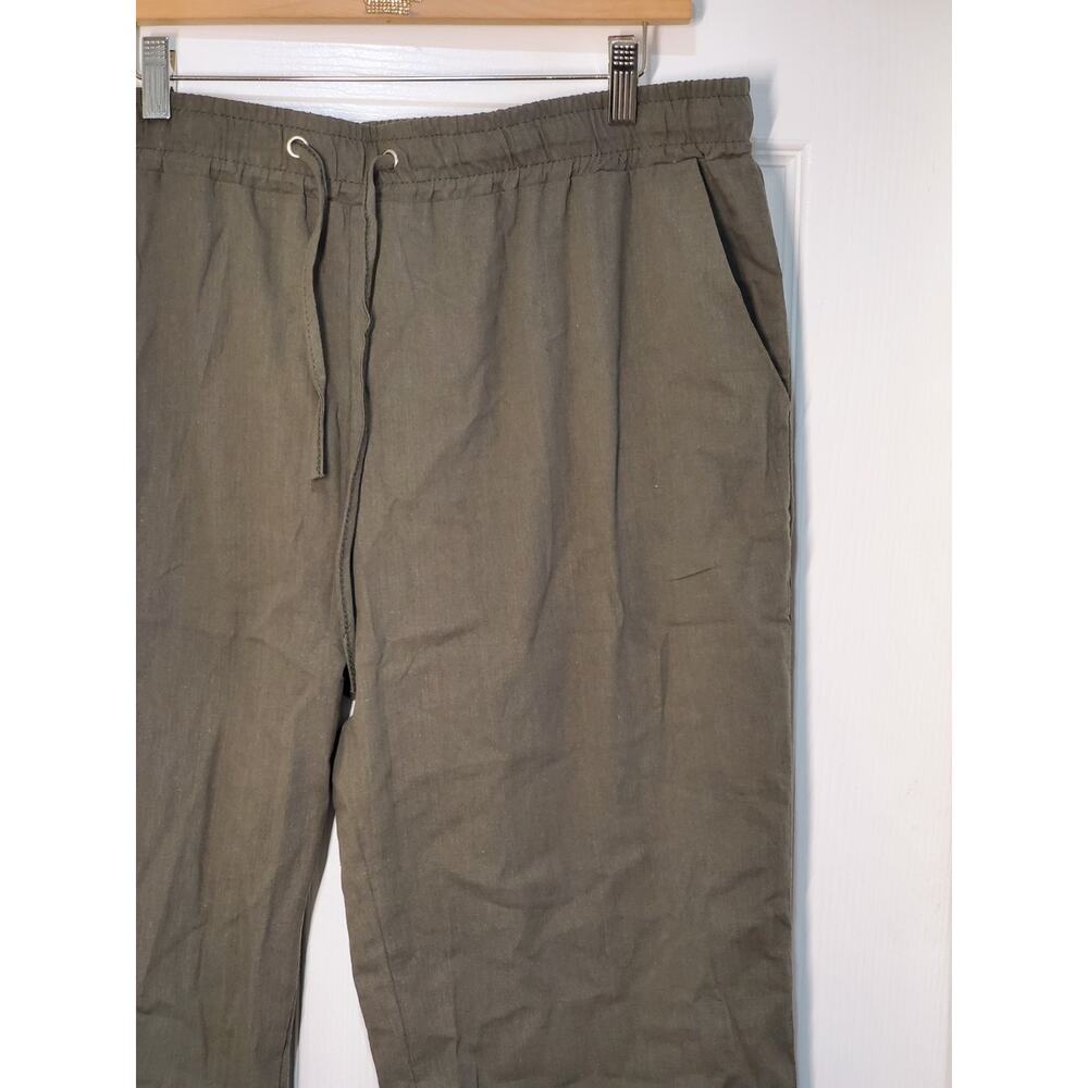 Lot 2 Womens 2XL Linen Blend Capri Pants Blue Olive Green Pull On Ankle NWOT - Picture 16 of 16